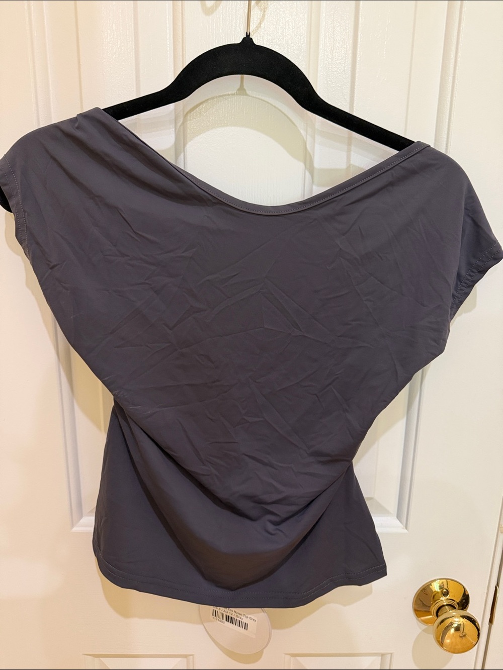 Princess Polly Backless Short-Sleeve Boatneck Top in Charcoal